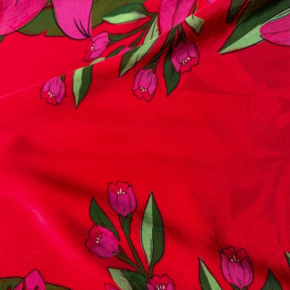 FARM RIO Summer Foliage Scarf Red Maxi Dress One Shoulder Floral - Size XS - Picture 12 of 14